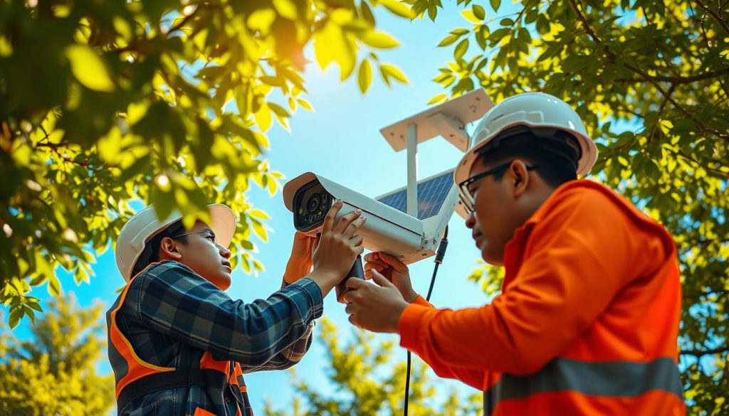 installing solar powered wireless video surveillance