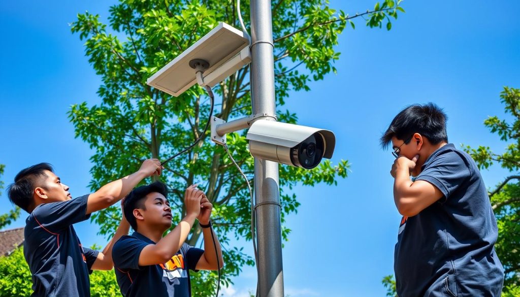 Solar CCTV installation process