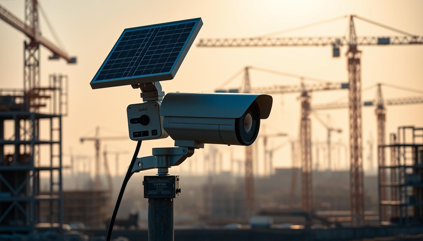 solar powered security camera for construction site