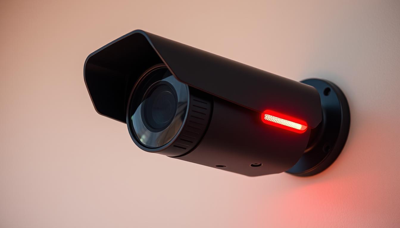 CCTV camera with red light indicator