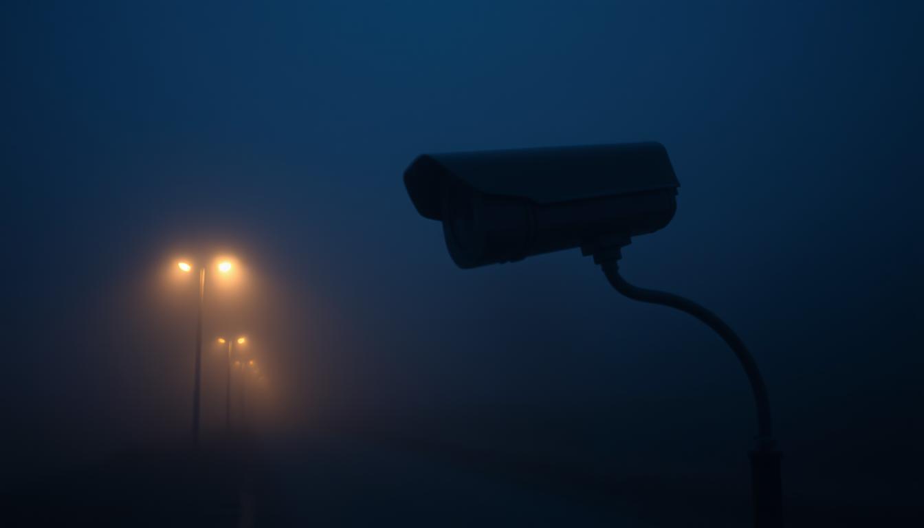 foggy security camera at night