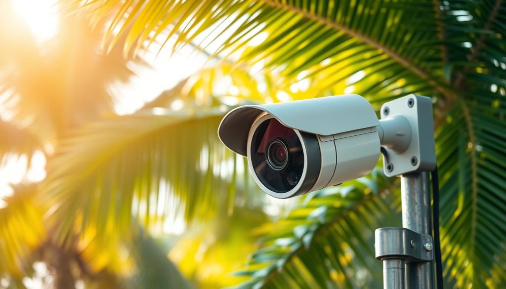 weatherproof surveillance camera in tropical climate