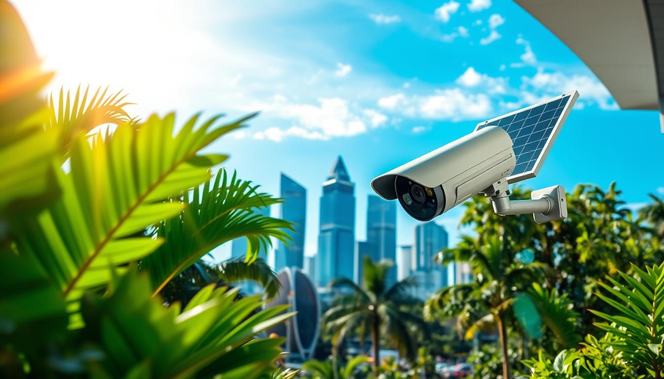 Solar security camera installation in Singapore