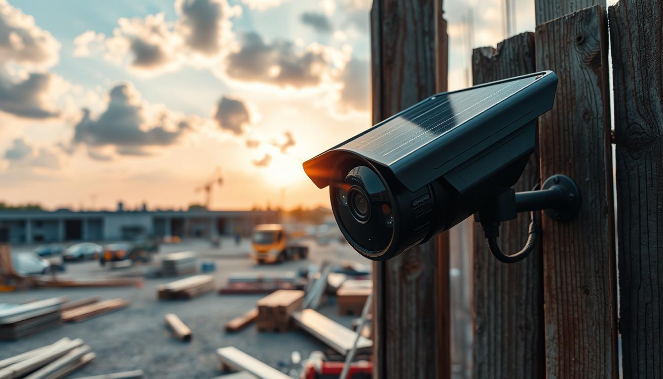 solar powered security camera for construction site