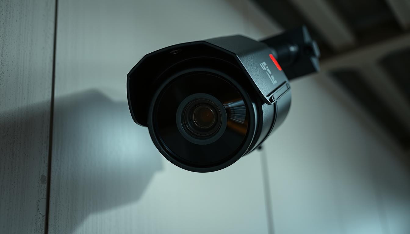 CCTV camera with blinking red light indicator