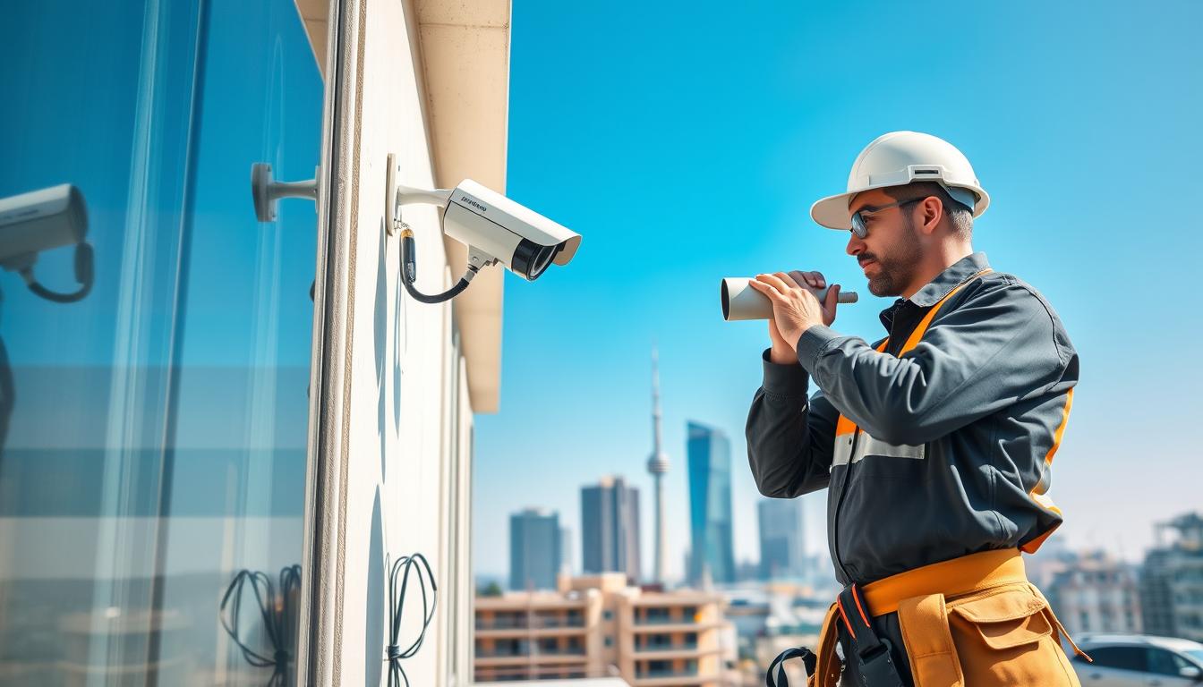 CCTV installation professional at work